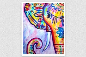 Paint Nite: Rainbow: The Boho Elephant (Ages 6 & up)